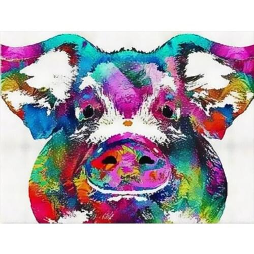 Animal colorings by numbers pig hand oil pictures colors with paint drawing painting by numbers acrylic paintings