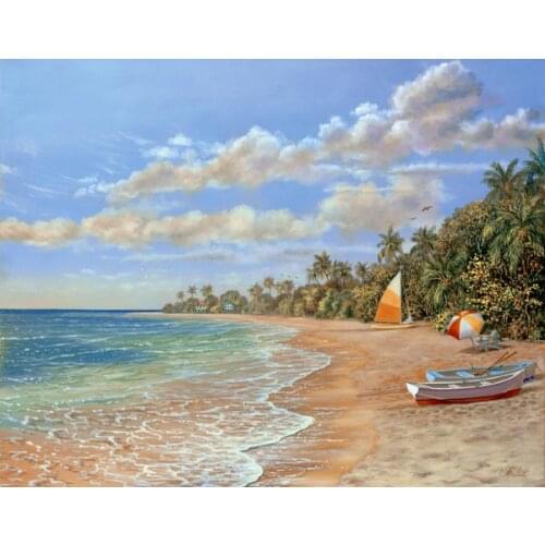 Beautiful oil painting Landscapes Dream Beach Hand painted canvas artwork for dinning room