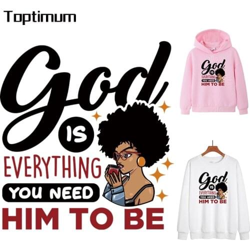 Cool ladies iron on patches for clothing Afro Girl Goddess God applique thermo stickers on clothes heat-sensitive custom patch