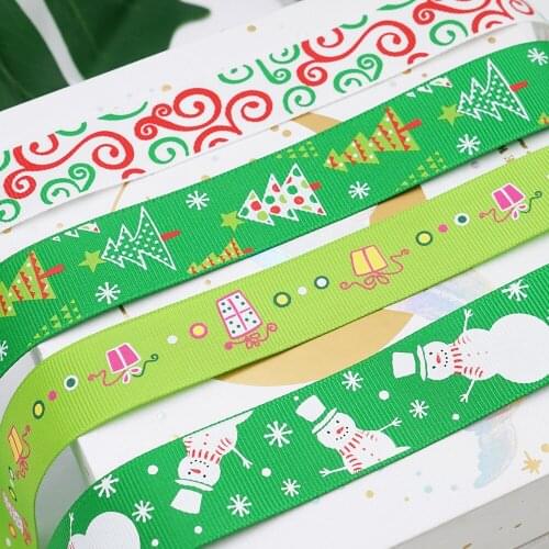 22MM Christmas Ribbon Printed Grosgrain Ribbons for Gift Wrapping Wedding Decoration Hair Bows DIY