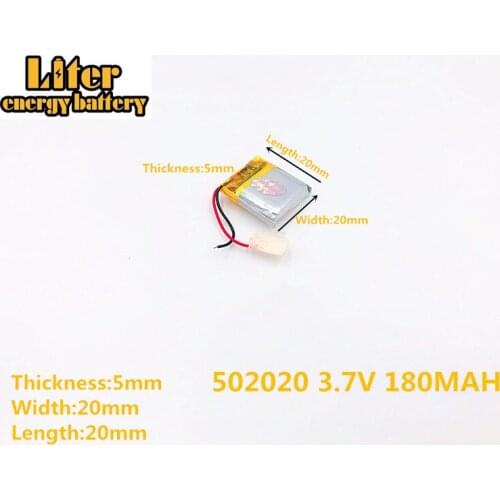 Liter energy battery 3.7V 180mAh 502020 plug Lithium Polymer Li-Po Rechargeable Battery For MP3 MP4 MP5