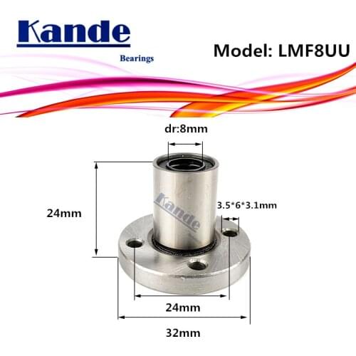LMF8 UU 1pcs/lot LMF8UU Round Flange Linear Ball Bearing 8mm LMF8 For 3D printer SMF8UU Kande Bearings