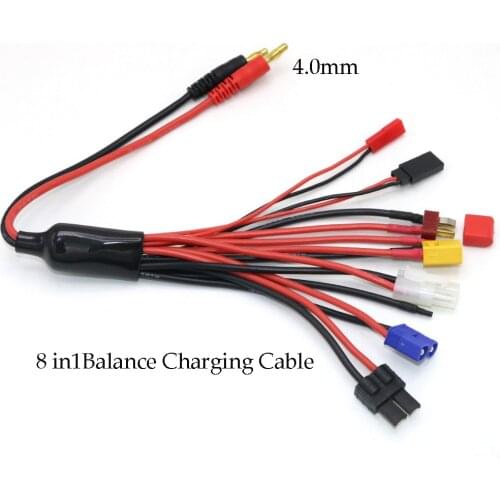 Multifunction Balance Charging 8 in 1 4.0MM Banana Connector to EC3 XT60 TRX JST Futaba T Connect For Imax B6 B6AC Lipo battery