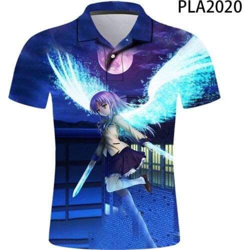 2020 New Angel Beats Ropa De Hombre Fashion Casual Short Sleeve Summer 3D Printed Men Shirts Streetwear Cool Polo Homme