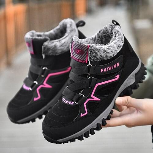 Men Womens Snow Boots Winter Ankle Hiking Boots for Man Women Fur Lined Cotton Warm Boots Mens Trekking Walking Sneakers