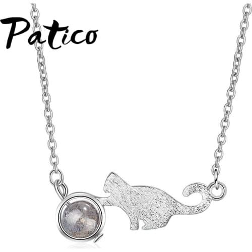 Genuine 925 Sterling Silver Color Cute&Lively Cat Playing Ball Scene Jewelry Fashion Classic Party Jewelry Accessories