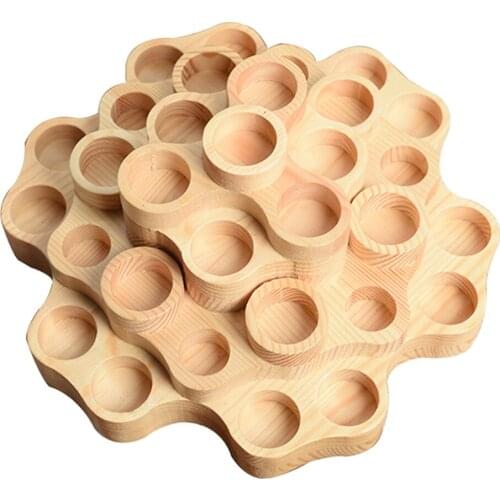Natural Wood 31 Slot Essential Oils Storage Rack Aroma Oil Bottle Display Tray