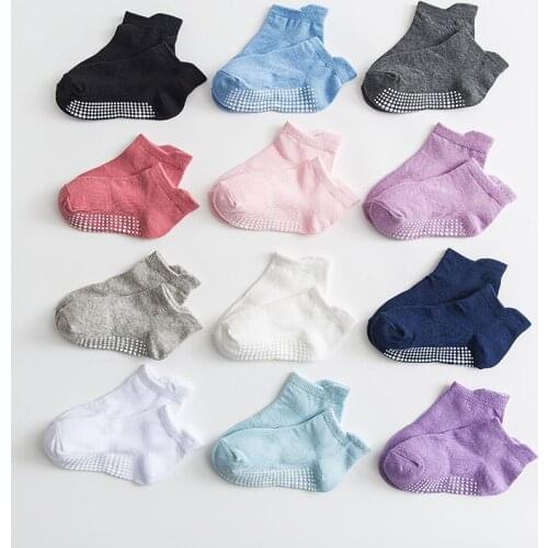 6 Pairs/lot Cotton Sock With Rubber Grips Four Season Childrens Anti-slip Boat Socks For 0 to 6 Yrs Boys Girl Low Cut Floor Kid