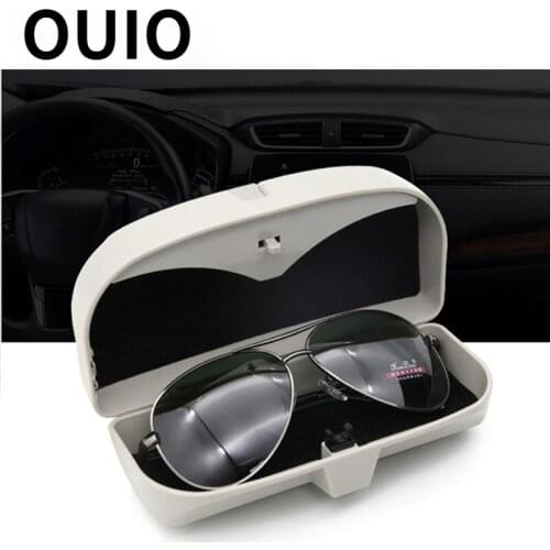 OUIO NEW 1PC Car Glasses Storage Case & Card clip For Kia Rio Ceed Sportage 2017 Cerato Sorento Mazda CX-7 6 Mini Cooper R56