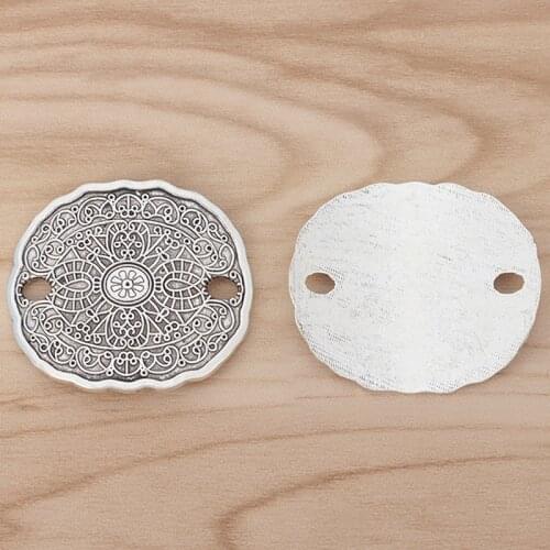 5 Pieces Alloy Oval Disc Connectors Charms Pendants for Bracelet Jewellery Making Findings
