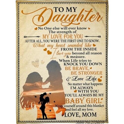 Throw blanket Letter TO My Daughter 3D Velvet Plush Blanket Bedspread For Kids Girls Sherpa Blanket Couch Quilt Cover Travel 07
