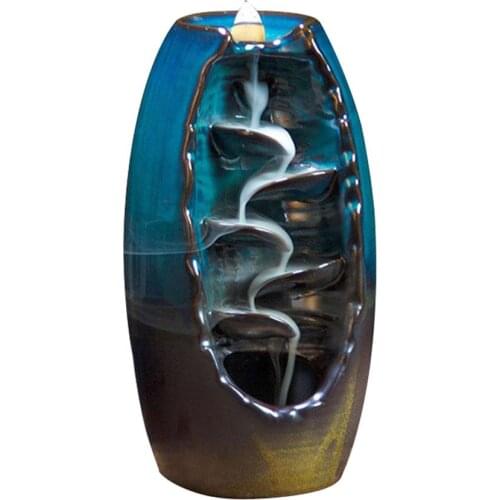 Mountain River Handicraft Incense Holder Ceramic Backflow Waterfall Smoke Incense Burner Censer Holder Mothers Gift Home Decor