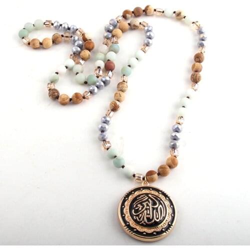 MOODPC Fashion Bohemian Tribal Jewelry Crystal Stone Long Knotted Religion Metal Pendant Necklaces For Women Jewelry