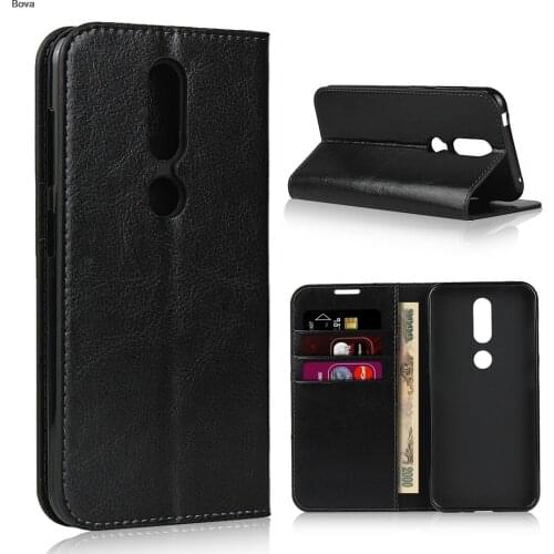 Deluxe Wallet Case for Nokia 4.2 Genuine Cow Leather Case Flip Cover Real Skin Phone Bags