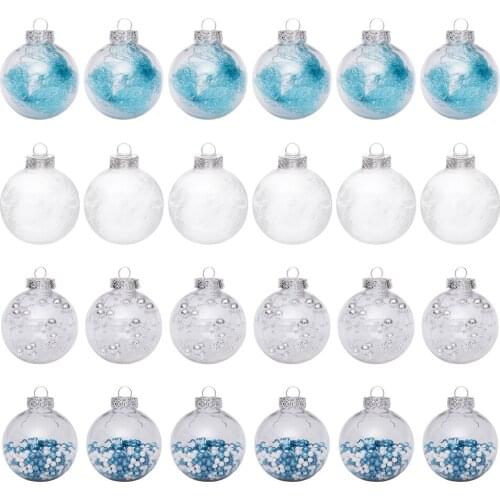 Xmas Decorations Christmas Ball Water Blue PET 24pcs Holiday Supplies 6CM Ornaments New Year 2022 Gift Noel DIY Hanging
