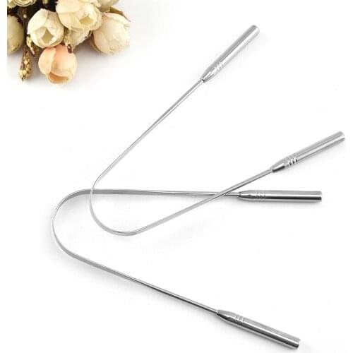 Stainless Steel Tongue Scraper Cleaner Fresh Breath Toothbrush Coated Oral Hygiene Care Tools Metal Tongue Scraper