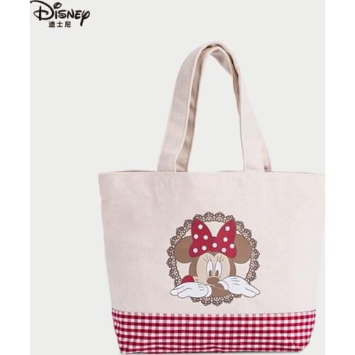 Disney Genuine Minnie Mouse Womens Bag Student Hand Bag Canvas Large Capacity Shoulder Bag Shopping Bag