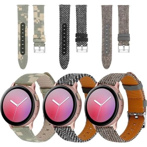 EiEuuk 20mm Nylon Canvas Wristband Bracelet Replacement Watchband for Samsung Galaxy Watch 3 41mm/Active 2(40/44mm)/Active