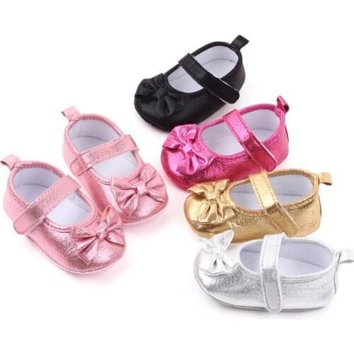 New Baby Girl Shoes Lovely Bowknot Infants Party Shoes Antislip Newborn PU First Walkers Girls Princess Shoes