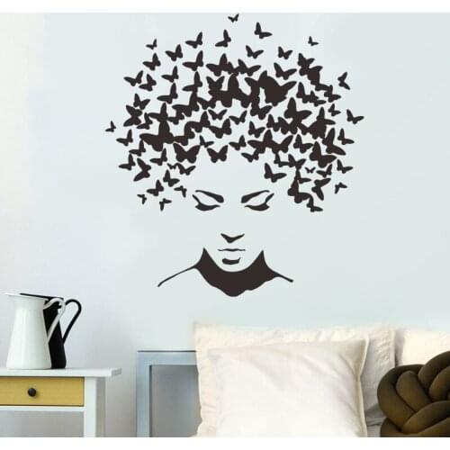 Street Art Wall Stickers House Decoration Personality Butterfly Studio Woman Girl Room Door Bedroom Decoration Vinyl Decal