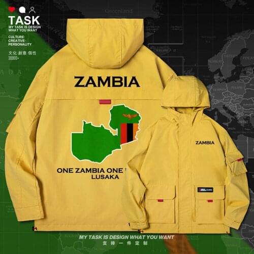 Republic of Zambia Zambian ZMB men jacket hooded map nation flag new top fashion printed casual mens streetwear clothes autumn