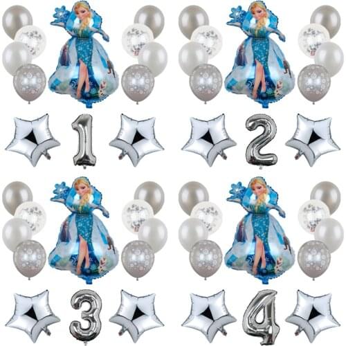 1set Disney Frozen Princess Elsa Party Balloons 32inch Number Baby Shower Birthday Party Decoration Balloons Kids Air Globos