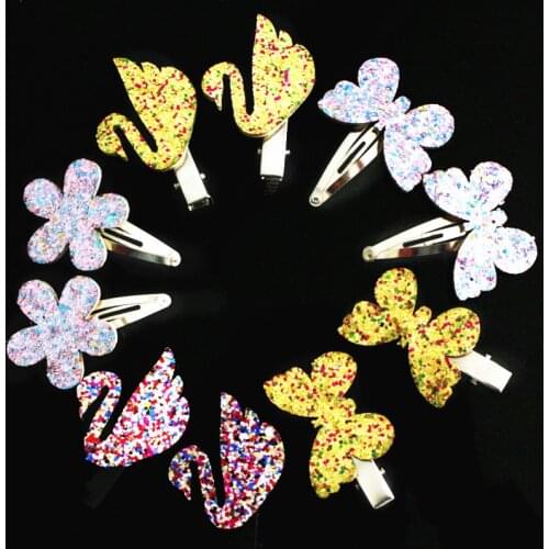 10 lovly Princess Kids Party Gifts Girls Cute flowers Hair Clip butterfly hair accessories Swan Hair Clips hairpins