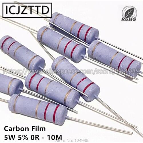10pcs 5w 5% 5W Carbon Film Resistor 5% 360K 390K 430K 470K 510K 560K 620K 680K 750K 820K 910K 1M 1.2M 1.5M 1.8M 2M 2.2M 2.4M
