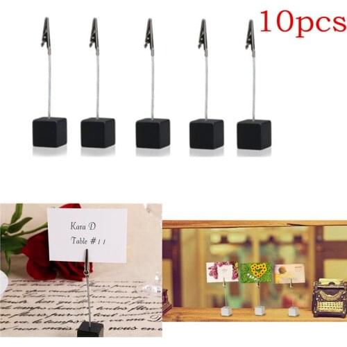 10pcs Black Cube Base Memo Photo Holder Card Paper Note Clip