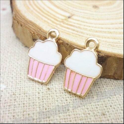 10pcs/lot 5*16mm Cute Cake Enamel Charms Metal Pendants Gold base Fashion Jewelry Accessories for DIY handmade