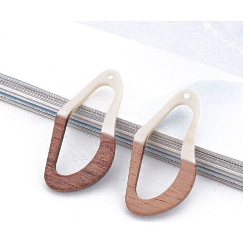 2pcs Boho Drop Earring Wood Charms Two-Tone Pendant Findings Handmade Special Shaped Women Earrings Men Necklace Jewelry Making
