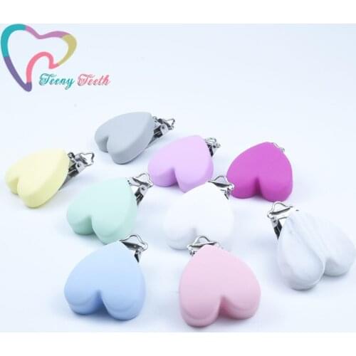 20 PCS Heart Silicone Pacifier Holder Clips DIY Baby Dummy Teether Pacifier chupetero Chain Craft Clips Nurse Toy Accessories