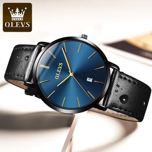 2021 OLEVS Ultra-thin Mens Quartz Watch Waterproof Watch Mens Luxury Leather Watch Top Brand Waterproof Sports Watch Hodinky