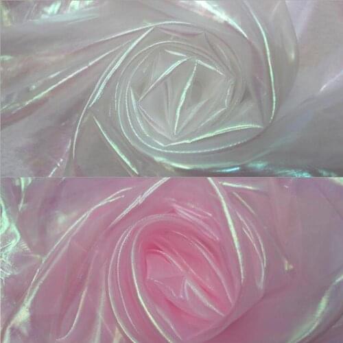 3meters 150cm Designer Fluorescent Fabrics Colorful Shiny Gauze Dress Fabric Tissue Voile Transparent Holographic Fabric