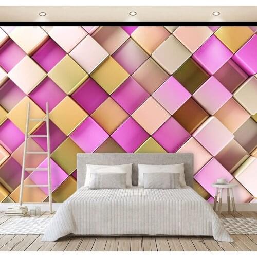 3D Stereoscopic Gold Lattice Wallpaper Murals Grid 3d Wall Photo Mural for Living Room Sofa Background 3d Wall Murals Wall paper