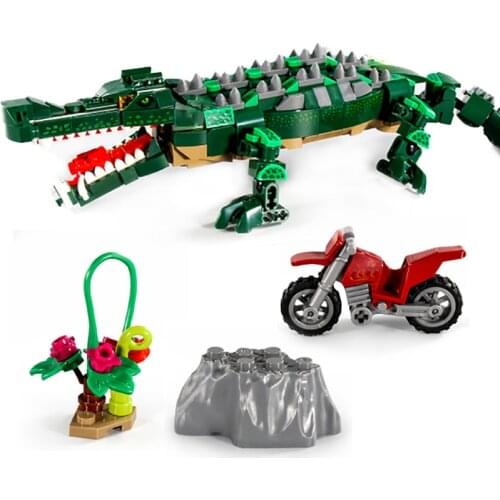 520pcs Jurassic Dinosaur Sarcosuchus Imperator Crocodile Building Blocks with Figures Animal World Bricks Children Toys Kids