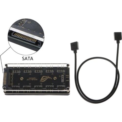 AURA SYNC 5V 3-pin RGB 10 Hub Splitter SATA Power 3pin ARGB Adapter Extension Cable for GIGABYTE MSI A SUS ASRock LED