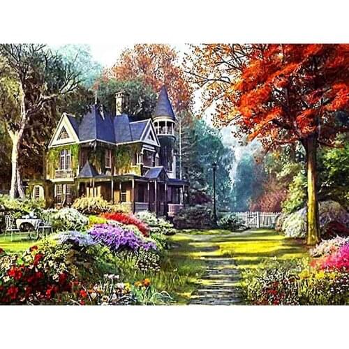 LaoJieYuan Full Rhinestone 5D DIY Diamond Painting Landscape Garden Embroidery Cross Stitch Mosaic Painting Home Decor Christmas
