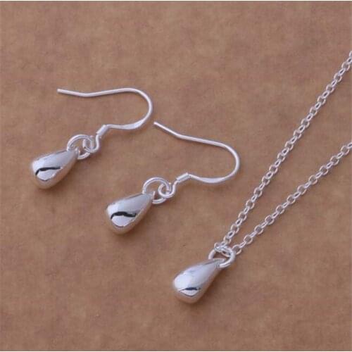 AS087 Hot Sale Silver Plated Color Jewelry Sets For Women Wholesale High Quality Classic Earring 177 + Necklace 681
