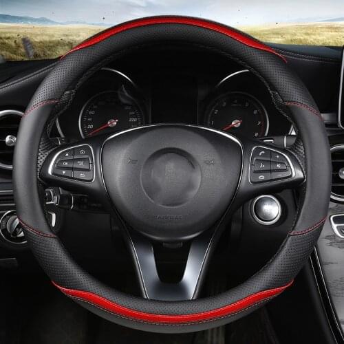 Car-styling Steering Wheel Cover Carbon Fiber Leather 37-38CM Cars Wheel Covers Anti Slip Breathable Universal Auto Accessories