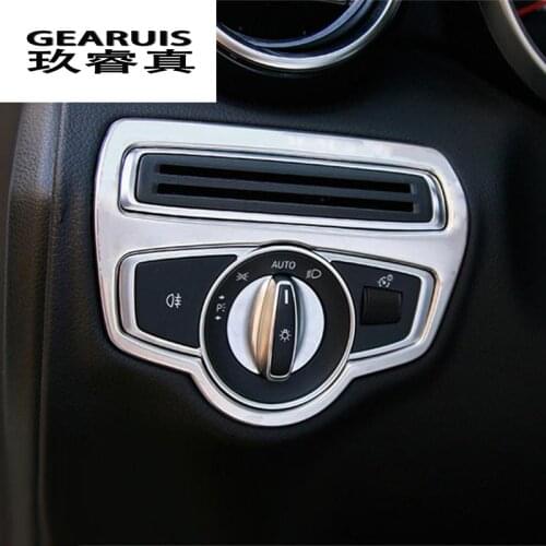 Car Styling Headlight Switch Buttons Decorative Covers Trim Interior Sticker for Mercedes Benz W205 C Class GLC Auto accessories