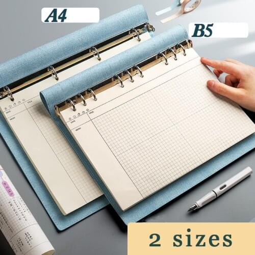 Loose Leaf Spiral Binder Notebook Grid Daily Weekly Planner Notebook A4 B5 Soft Leather Agenda 2021 Schedule Diary Journal