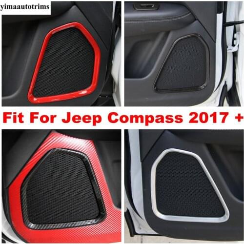 Side Door Stereo Bezel Ring Garnish Speaker Cover Trim Car Accessories For Jeep Compass 2017 - 2020 Black / Red / Matte / Carbon