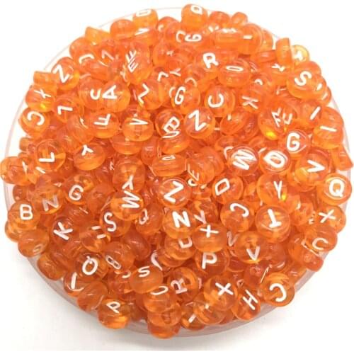 100pcs 7mm Letter Beads Orange Mix Oval Shape 26 Alphabet Charms DIY Beads For Bracelet Necklace Jewelry Making
