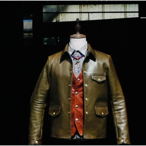 CD40s Asian Size Super Top Quality Heavy Genuine Italian Cow Leather Slim Classic Cowhide Stylish Switchyard Jacket