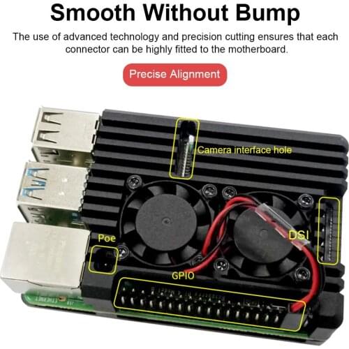 Dual Fans Heat Cooling Case For Raspberry Pi 4 Aluminum Enclosure Shell With Hex Wrench Thermal Column Casing For Raspberry PI 4