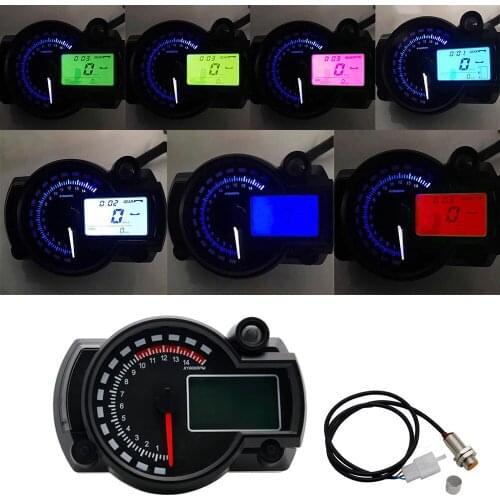 Motorcycle Digital speedometer LCD Gauge Speedometer Tachometer Odometer motorbike instrument 7 color display oil level meter
