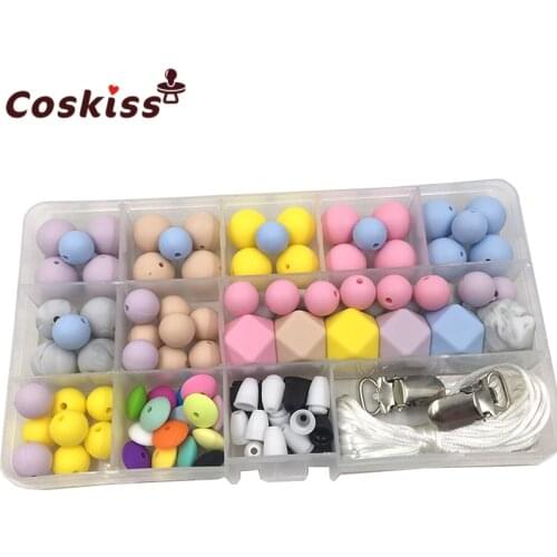 Baby Silicone Teething DIY Crafts Set Pacifier Clips Toy Safe And Natural Silicone Bead Teether Baby Nursing Necklace Pendants