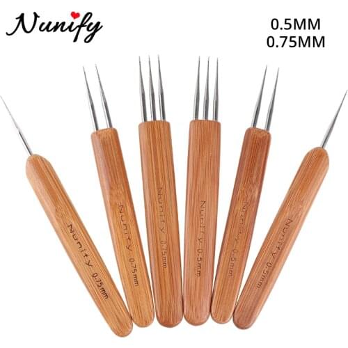 Nunify Double Soft Dreadlock Hook Head Bamboo Hair Weaving Crochet Needles Dreading Hooks Dreadlock Tools For Braid Craft