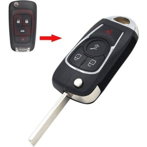 KEYECU 4 Button Modified Folding Remote Key Shell HU100 Uncut Blade for Chevrolet Opel
